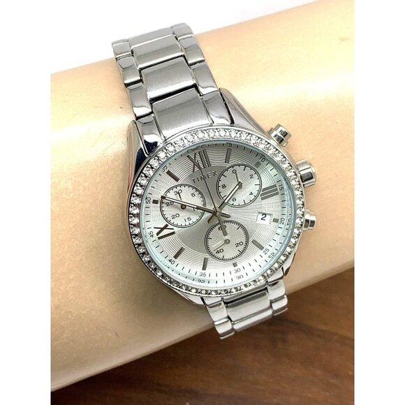 Timex Womens Watch TW2V57600 Quartz Chronograph Silver Dial Stainless St… - Picture 11 of 14